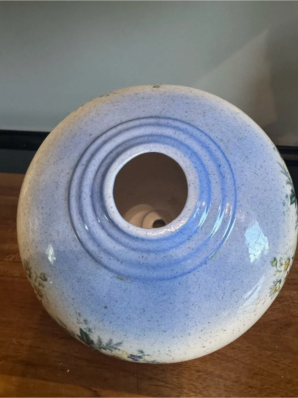 Hand-Painted Floral Ceramic Decorative hurricane lamp, part- White and Blue